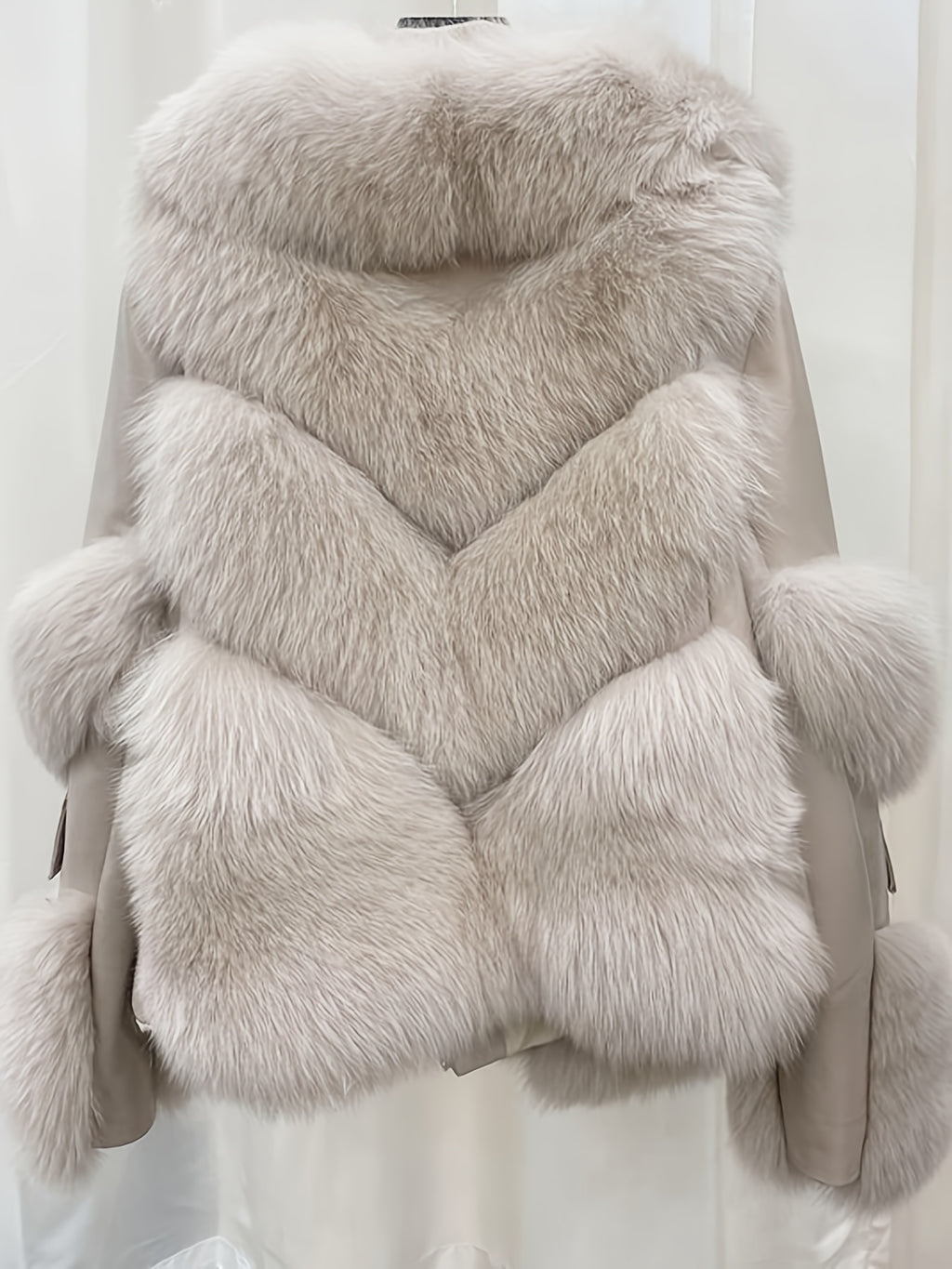 SCACTO Women's Faux Fur Jacket with Leather Accents - Long Sleeve Casual Coat