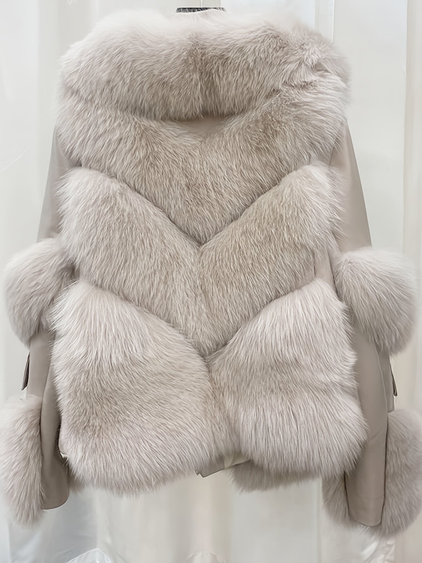 SCACTO Women's Faux Fur Jacket with Leather Accents - Long Sleeve Casual Coat