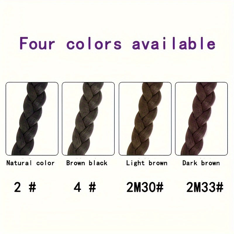 Box Braided Long Ponytail Extension for Women – Synthetic High-Temp Fiber with Elastic Hair Tie