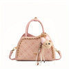 Plaid Irregular Bow Bucket Bag Set – PU Leather Crossbody Handbag for Women (Pink, Green)