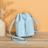 Women's Black Adjustable Crossbody Bucket Bag - Drawstring Closure Minimalist Shoulder Purse