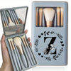 Portable Professional Makeup Brush Set with Mirror, Soft Fluffy Travel Brushes and 26-Letter Initial Garland Gift