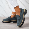 Women's Chunky Slip-On Penny Loafers - Lightweight Faux Leather Round Toe, EVA Sole, Breathable Fabric Lining, Retro Casual & Dress Shoes