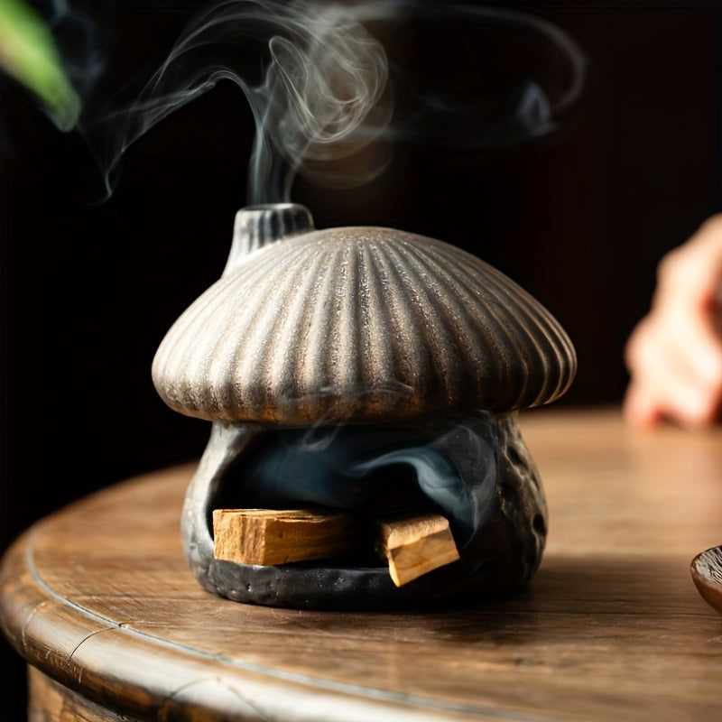 Mushroom Ceramic Essential Oil Burner - Mushroom House Aroma Diffuser & Fireproof Candle Holder