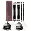4-Piece Double-Ended Makeup Brush Set – Foundation Contour Blush Powder Eyeshadow Concealer Highlight – Soft Synthetic Brushes for Travel Gift
