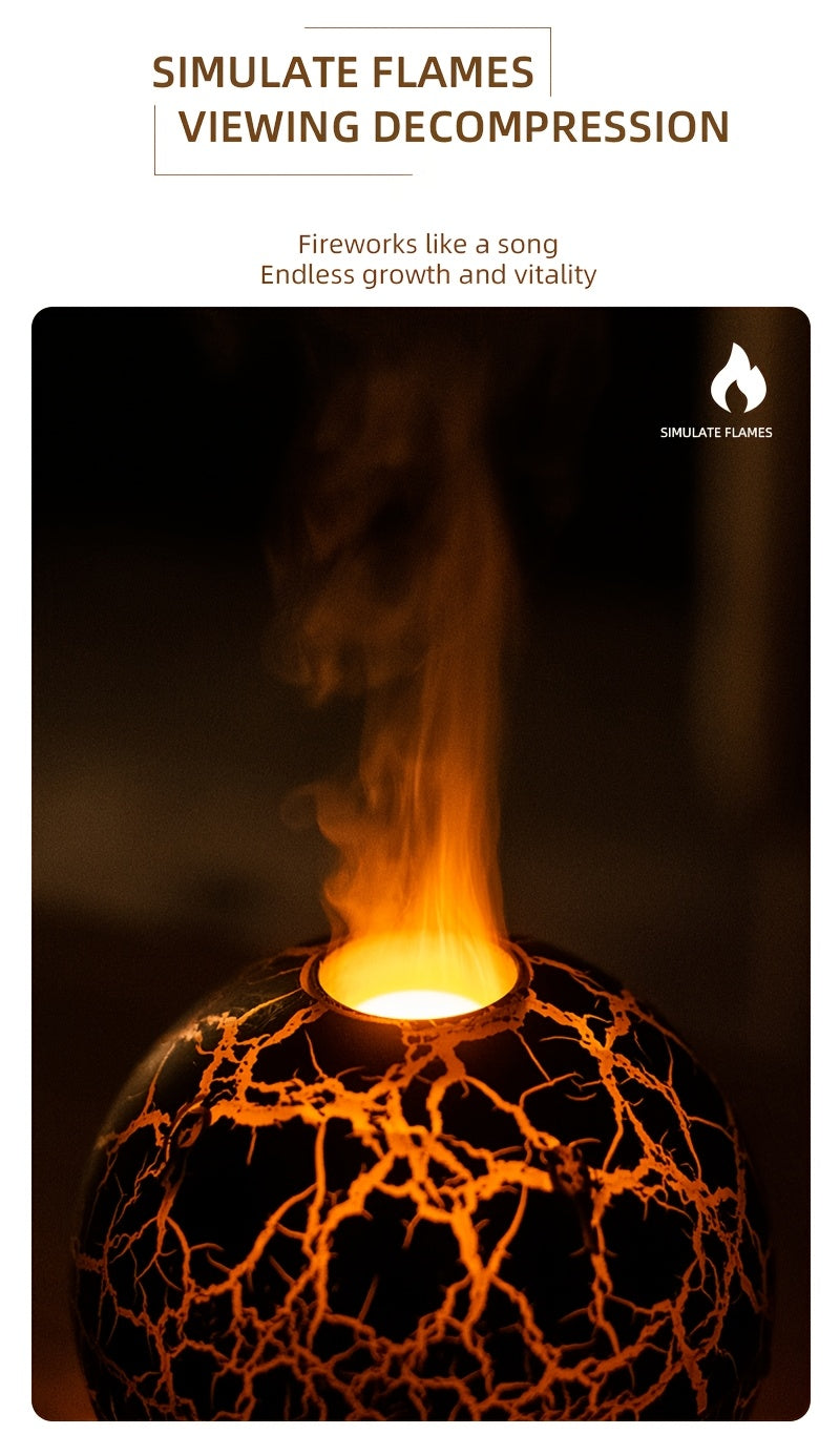 Crackled-Globe Ultrasonic Humidifier & Essential Oil Diffuser – Compact Desktop Mist Maker for Office & Bedroom