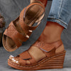 Women's Summer Open-Toe Wedge Sandals - Ankle Strap Platform Beach Sandals with PU Sole & Faux Upper