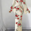 Elegant Pleated Long-Sleeve Flared Dress with Belt – Women's Autumn/Winter Knit Polyester