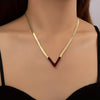 Minimalist V-Shaped Gold-Plated Vertical Bar Necklace – Zinc Alloy Chain for Everyday & Party