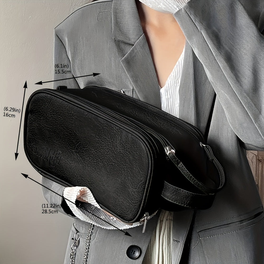 Travelup Women's Large Capacity Tri-Fold Makeup Bag - Pink PU Travel Cosmetic Organizer with Multiple Zipper Pockets & Wrist Strap