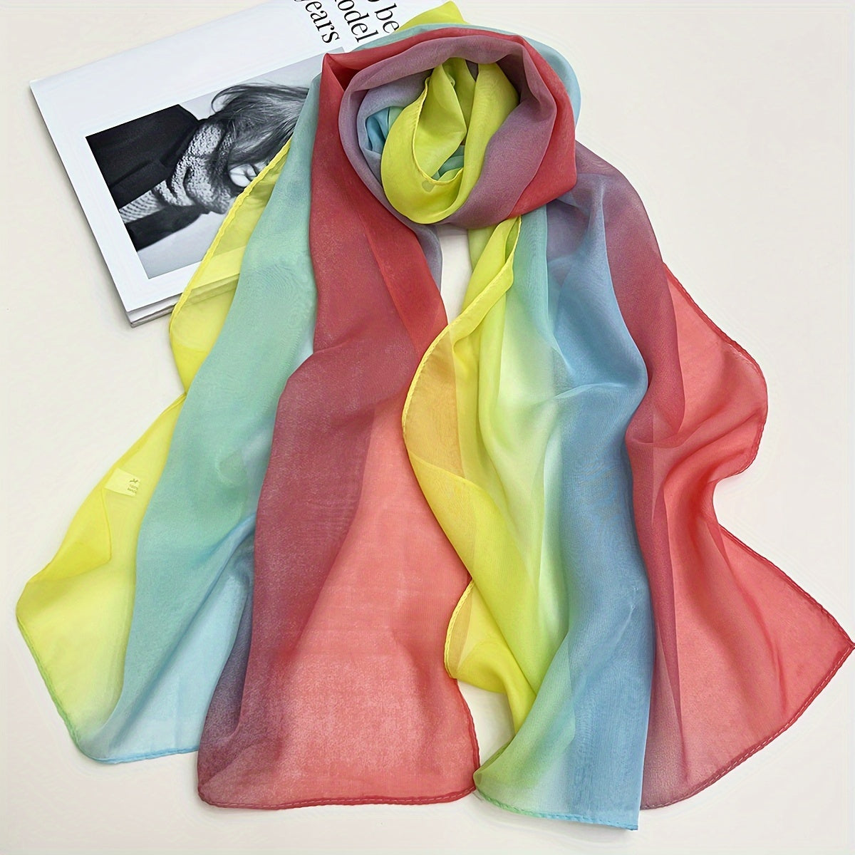 Women's Bohemian Floral Chiffon Scarf — Lightweight Windproof Shawl & Versatile Head Wrap/Neck Gaiter, Hand-Washable