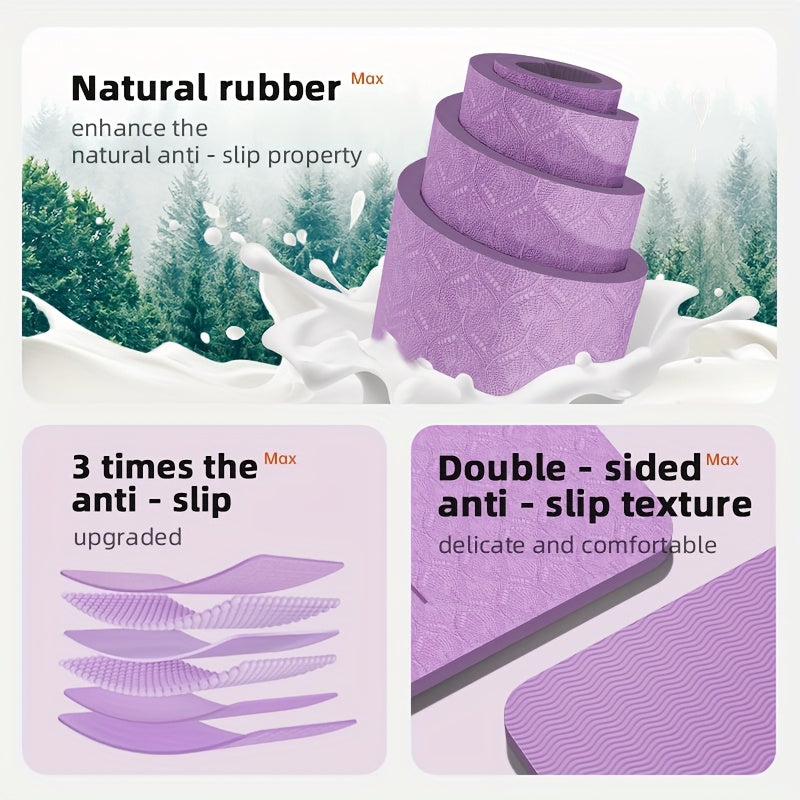 31 in (79 cm) TPE Yoga Mat with Alignment Guide - Anti-Slip Durable Mat for Yoga, Pilates & Home Workouts