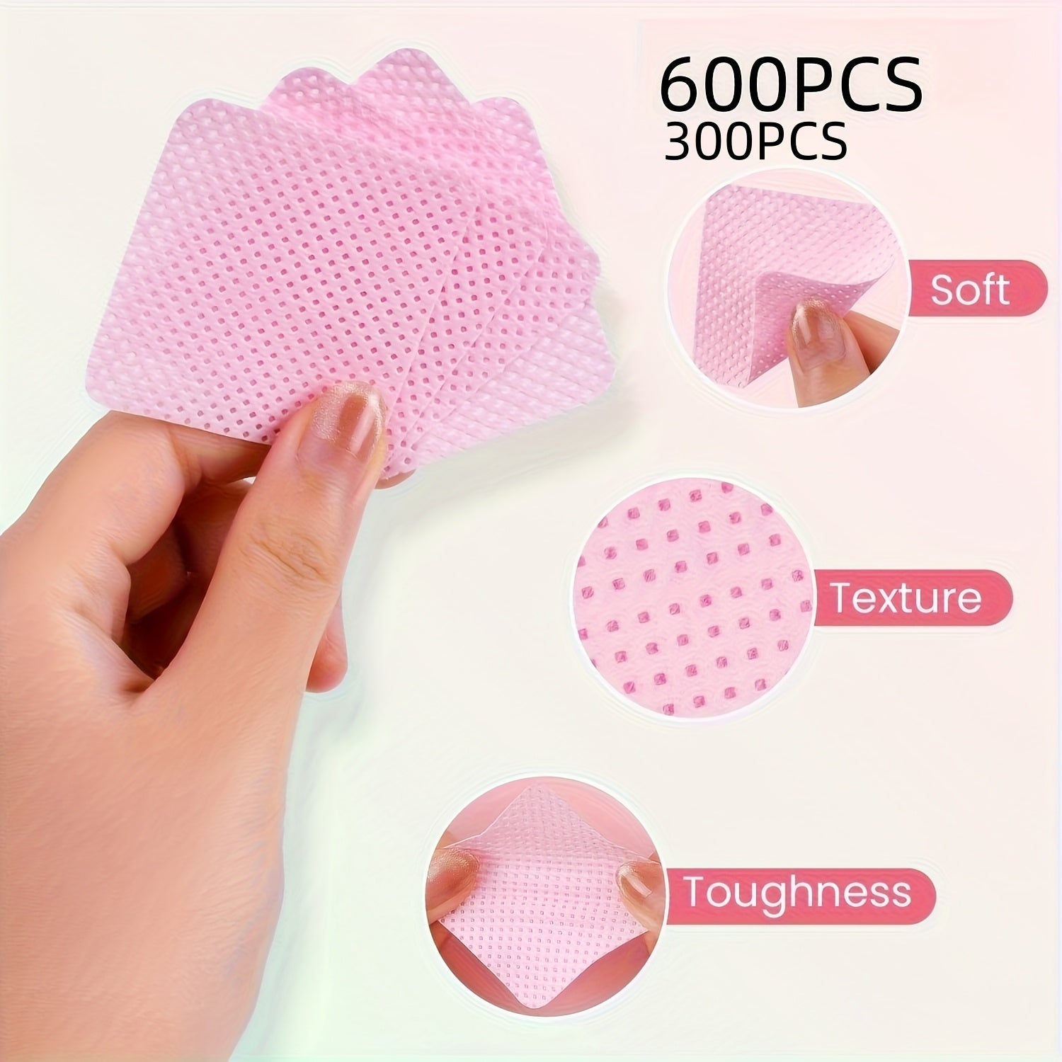 300/600pc Lint-Free Nail Wipes Pads – Absorbent Nail Polish Remover Sheets for Manicure
