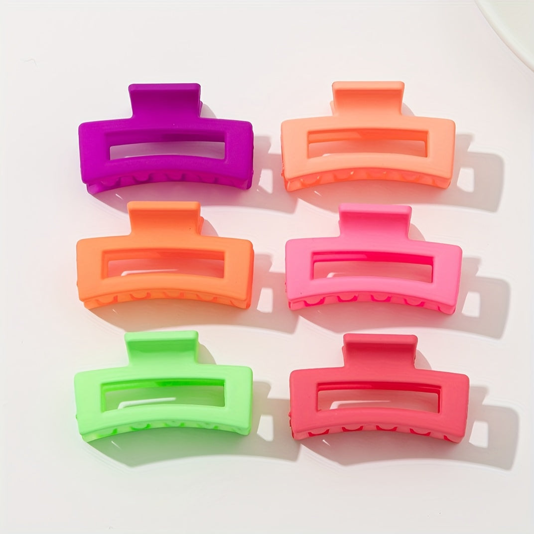 6-Pack Multicolor Macaron Hair Clips Small Square Plastic Hair Claws for Women and Girls