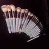 20-Piece Luxurious Rhinestone Makeup Brush Set – Professional Face & Eye Brushes for Foundation, Eyeshadow, Lip & Blending with Lash Comb