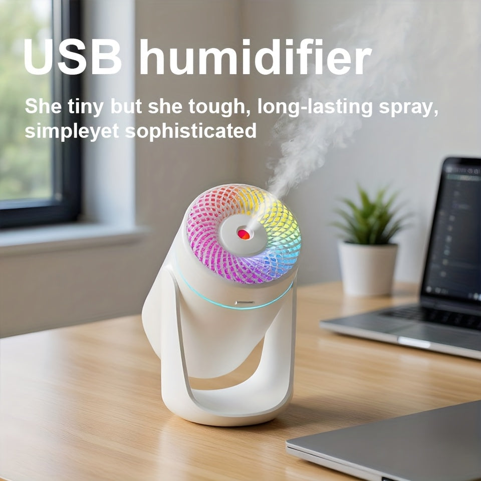 High-Capacity USB Mist Humidifier with LED Color Breathing Light & Essential Oil Diffuser — Desktop Aromatherapy for Office, Bedroom & Living Room