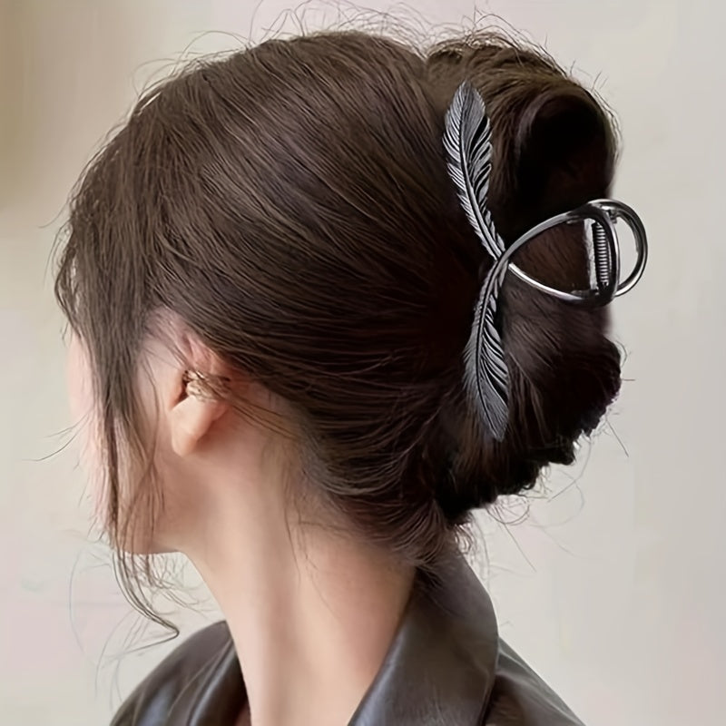 Minimalist Metal Shark Hair Clip for Women – 1-Pack Back-of-Head Hair Claw