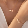 Minimalist Heart & Letter Necklace and Bracelet Set - Two-Piece Women's Everyday Jewelry