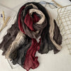 Gradient Blue Pleated Scarf - Lightweight Breathable Viscose Shawl Wrap, Boho Beach & Casual Long Scarf