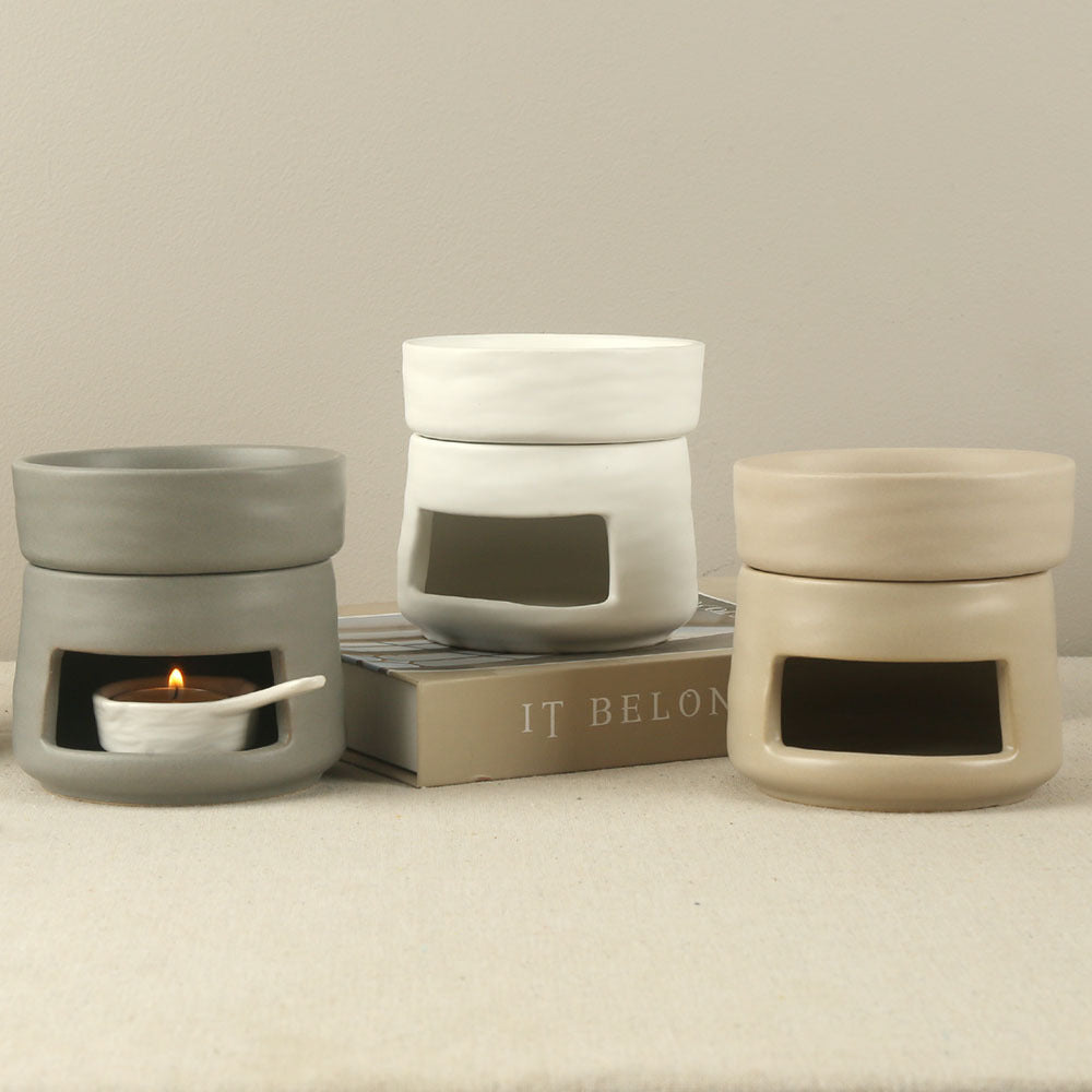 Modern Ceramic Aromatherapy Oil Burner & Diffuser – 100ml Smoke-Free Essential Oil Warmer, 3.94 in (10 cm) European Style