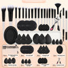37-Piece Full Makeup Brush & Tool Kit — 20 Multi-Functional Brushes, 6 Sponges, 6 Powder Puffs, Eyelash Curler & Cleaning Bowl
