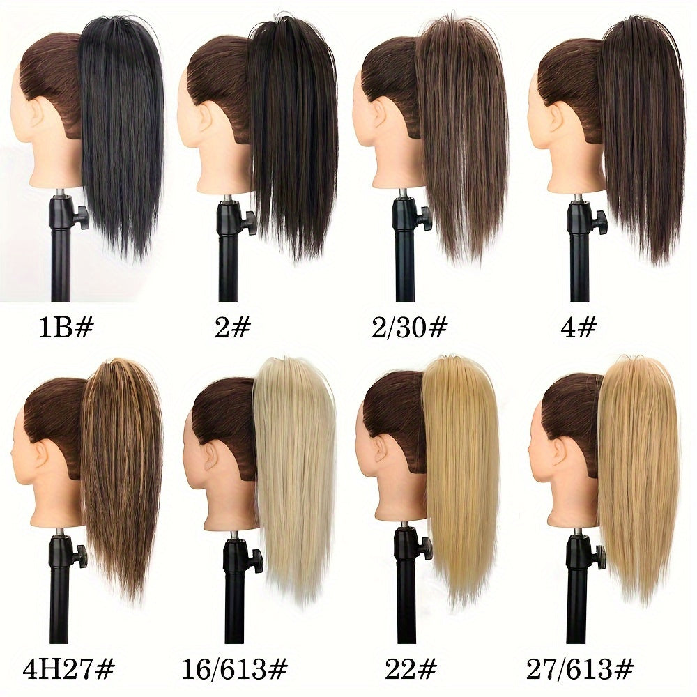 16-Inch (40 cm) Messy Short Straight Clip-In Ponytail Extension with Claw Clip - Synthetic Natural Look for Women