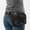 Adjustable Convertible Waist Bag - Foldable Faux Leather Crossbody & Belt Bag with Magnetic Closure, Multi-Card Holder, Black