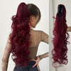 Clip-In Claw Ponytail Extension — Water Wave Wavy Curly Synthetic Hairpiece for Women (Dark Brown/Black)