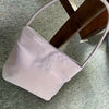 Women's Nylon Underarm Crossbody Bucket Bag – Embroidered Single Shoulder Handbag (Black, White)