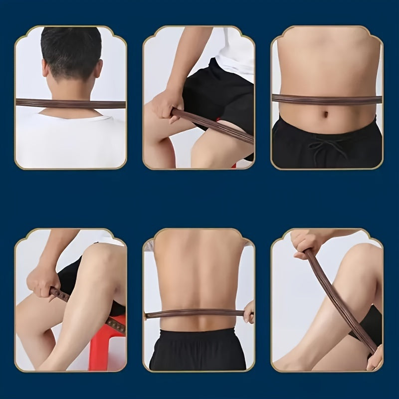 19-Bead Meridian Rolling Massage Stick — Manual Neck, Back & Abdominal Body Massager