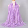 Floral Lace Tassel Scarf Shawl for Women - Bridal Mesh Fringe Wrap for Wedding & Evening