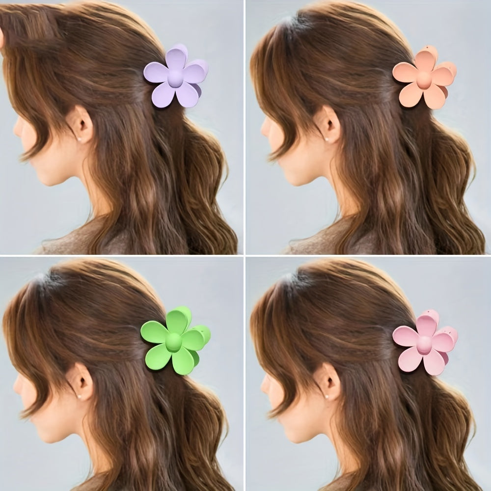 Flower Frosted Candy Hair Claw Clip – Non-Slip Strong Hold Jaw Clip for Women & Girls