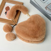 Faux Fur Heart-Shaped Crossbody Bag with Chain Strap – Solid Color Plush Women's Shoulder Bag with Zipper Closure
