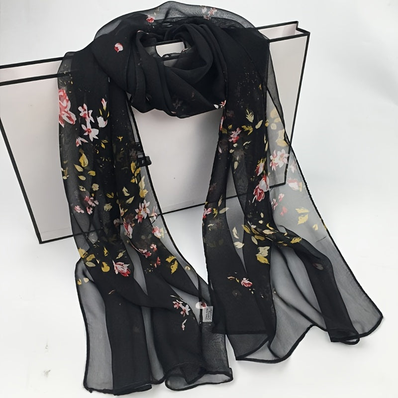 Lightweight Women's Floral Scarf Shawl – Elegant All-Season Wrap for Casual & Formal Outfits