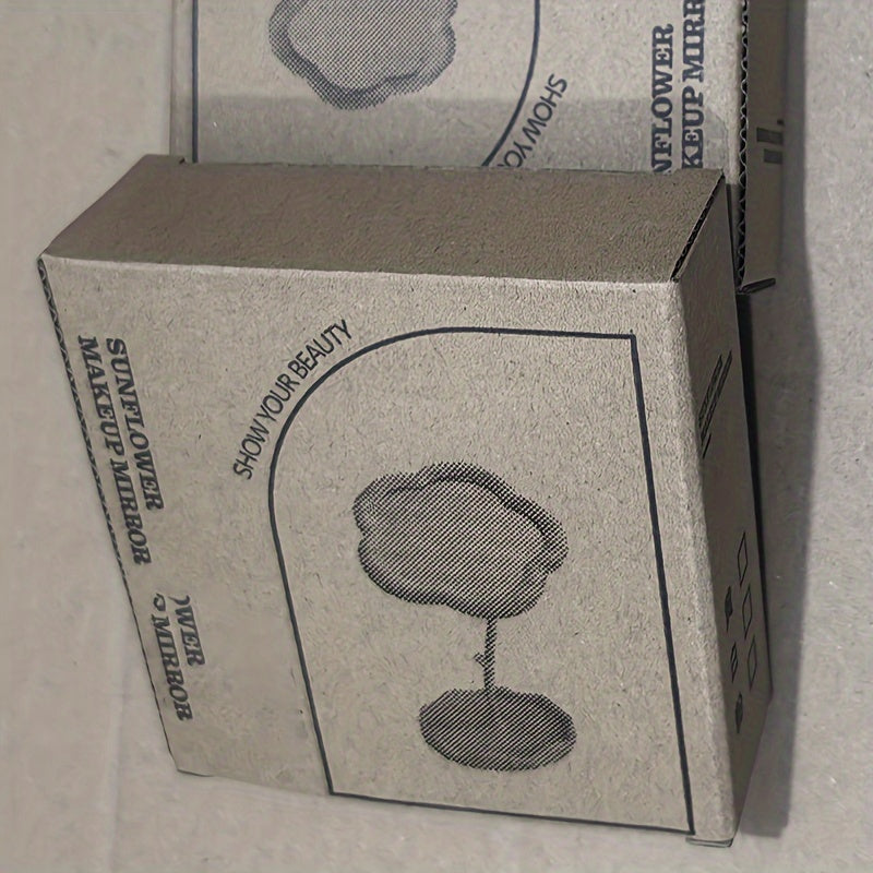 Floral Glass Makeup Vanity Mirror with Adjustable Stand & Tray — Portable Polished Plastic Frame for Dresser, Vanity, Bathroom