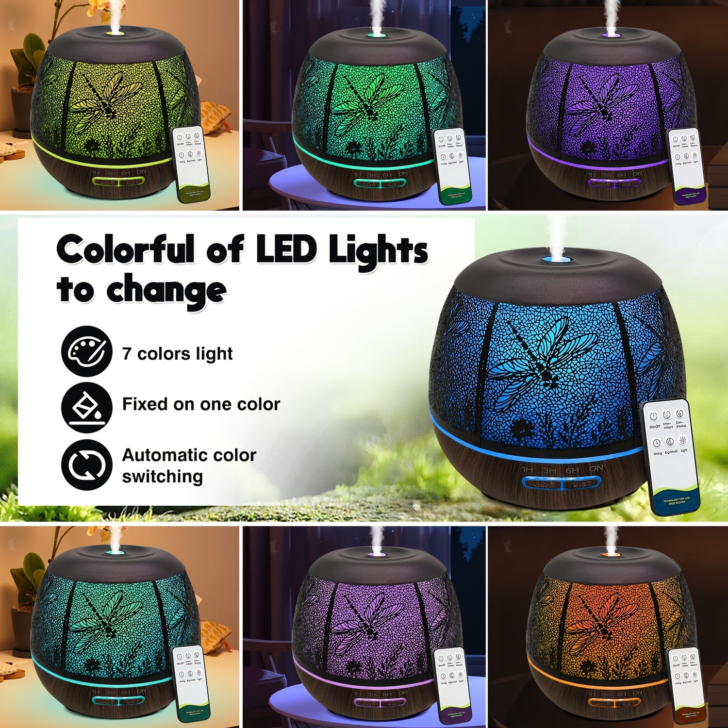 400ml Ultrasonic Essential Oil Diffuser with Remote — 7-Color LED Cold Mist Humidifier, USB-Powered Aromatherapy for Bedroom & Holiday Gifts