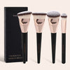 4-Pack Makeup Brush Set - Foundation, Concealer and Blush Brushes with Travel Case, Soft Nylon Bristles, Round and Angled for Beginners and Travel