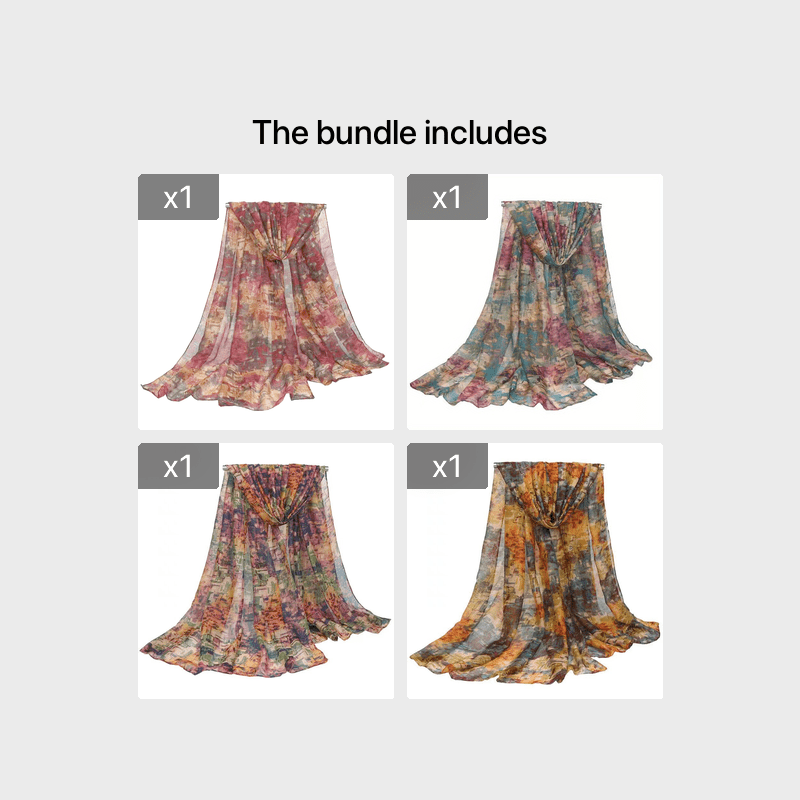 Vintage Paisley Ombre Scarf – Long 180 x 70 cm (70.85 x 27.5 in) Polyester Shawl for Women, Brown-to-Blue Geometric Floral Print