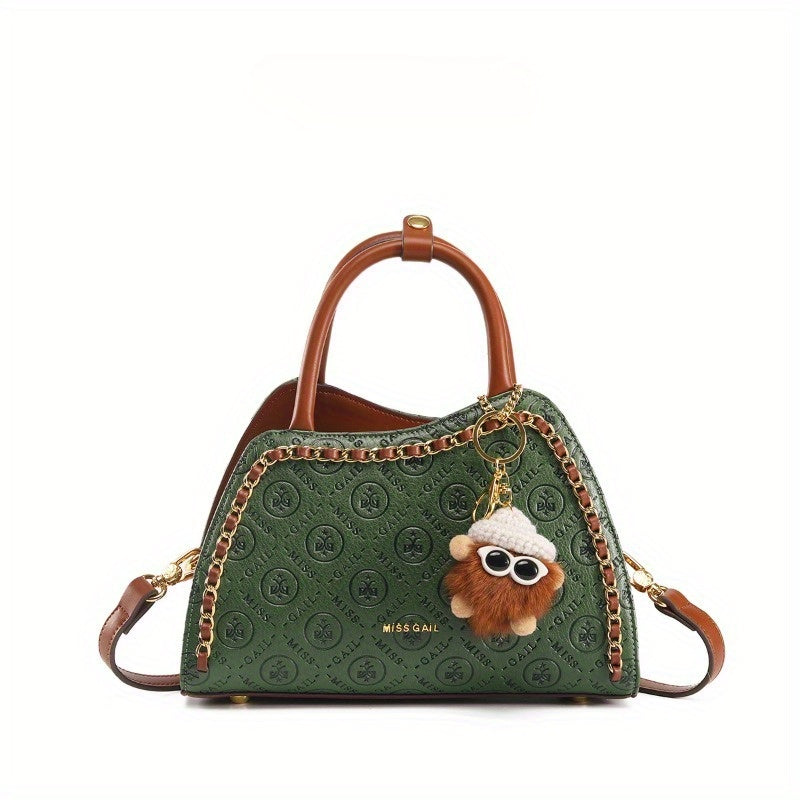 Plaid Irregular Bow Bucket Bag Set – PU Leather Crossbody Handbag for Women (Pink, Green)