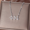 444 Angel Number Rhinestone Necklace - Silver-Plated Zinc Alloy Rhinestone Chain for Daily & Party Wear