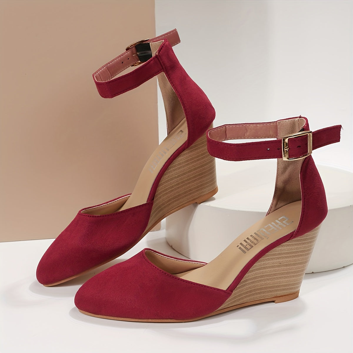 Women's D'Orsay Wedge Pointed Toe Ankle Strap Platform Heels, Versatile Evening Pumps