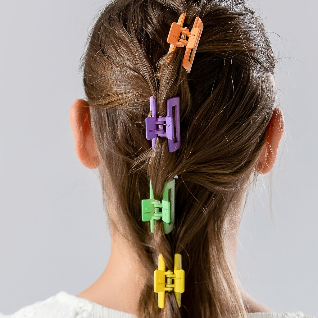 6-Pack Multicolor Macaron Hair Clips Small Square Plastic Hair Claws for Women and Girls
