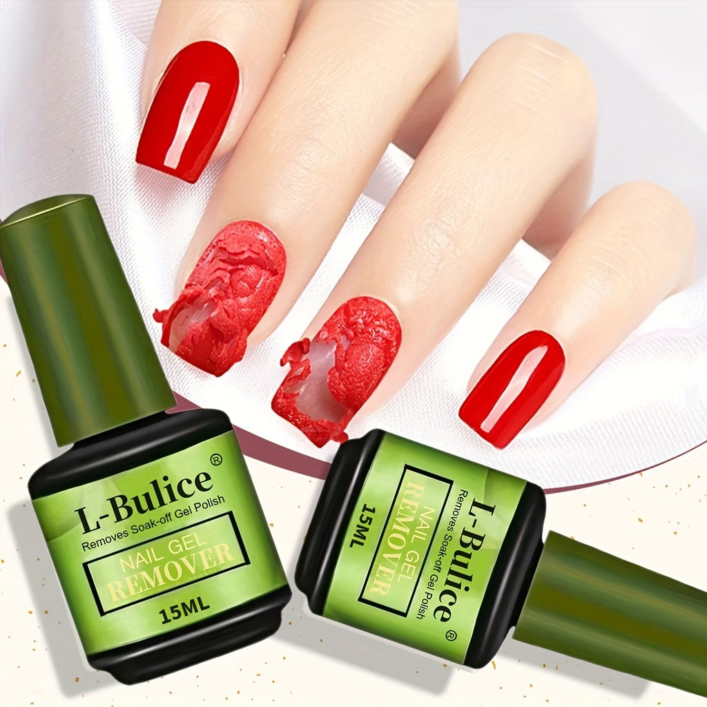 L-BULICE 2-Pack Nail Gel Remover — 15ml Each (0.51 fl oz) Acetone-Free, Unscented & Alcohol-Free Liquid Manicure Polish Remover