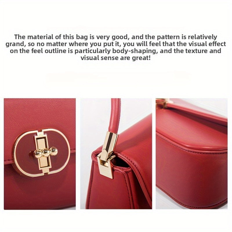 Women's French Baguette Shoulder Bag – PU Leather Baguette Purse with Gold Hardware, Compact Underarm Handbag (Burgundy / Dark Brown)