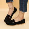 Women's Round Toe Slip-On Loafers with Ankle Chain, Fabric Upper and PU Sole