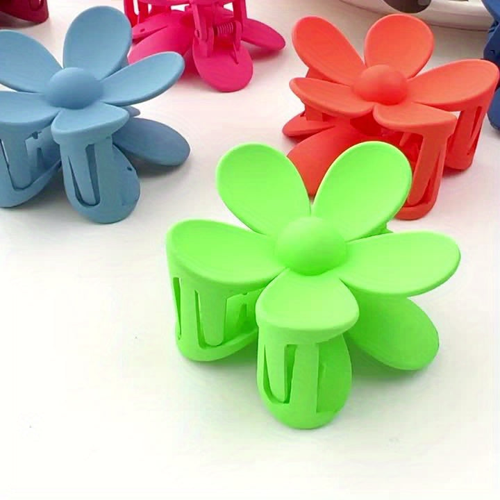 Flower Frosted Candy Hair Claw Clip – Non-Slip Strong Hold Jaw Clip for Women & Girls