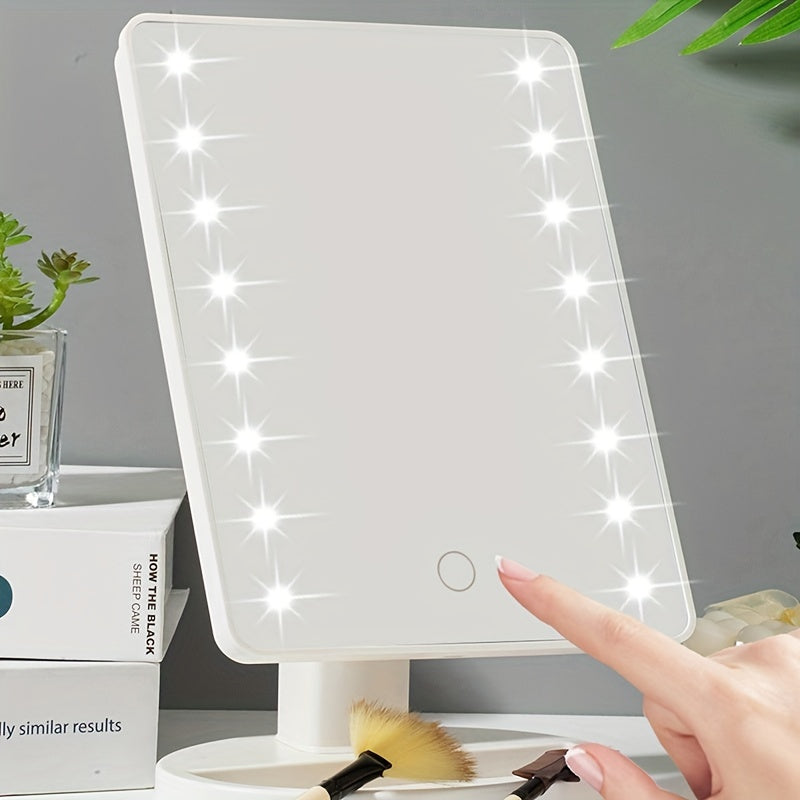 Portable Touchscreen LED Makeup Mirror — USB Powered, 3 Brightness Levels, Adjustable Desktop Vanity — Perfect Mother's Day Gift