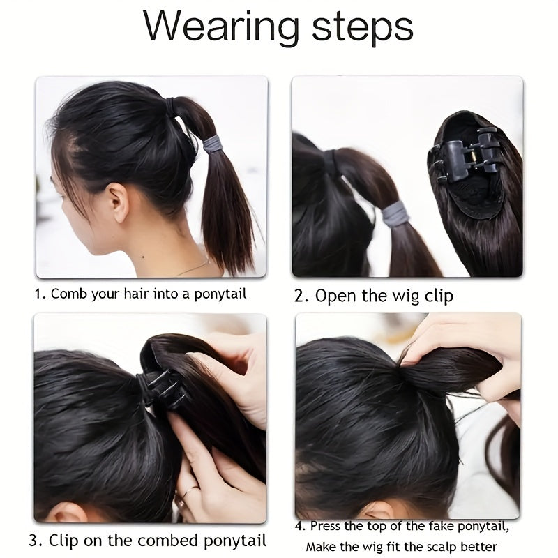 20-Inch (50 cm) Synthetic Straight Clip-In Ponytail Hair Extension - Long Claw Clip Hair Piece for Women