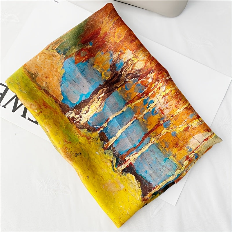 Elegant Landscape Print Scarf Shawl 35.4 in × 70.9 in (90 × 180 cm) Windproof Versatile Wrap for Women Hijab