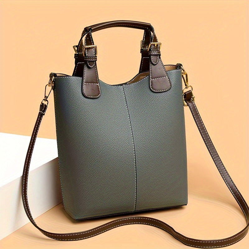 Elegant Women's Mini Bucket Bag – Lightweight PU Leather Handbag with Removable Strap, Zipper Closure & Painted Edge Detail